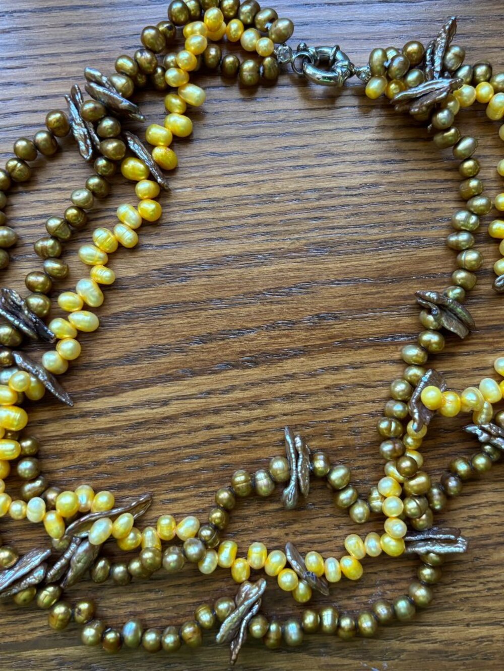 Genuine Multi-Strand Freshwater Pearl Boho Statement Necklace EUC
